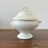 Antique white ironware soup tureen from the end of the 19th century