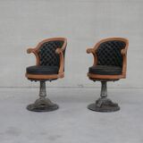 Pair of antique 'captain's" swivel office chairs