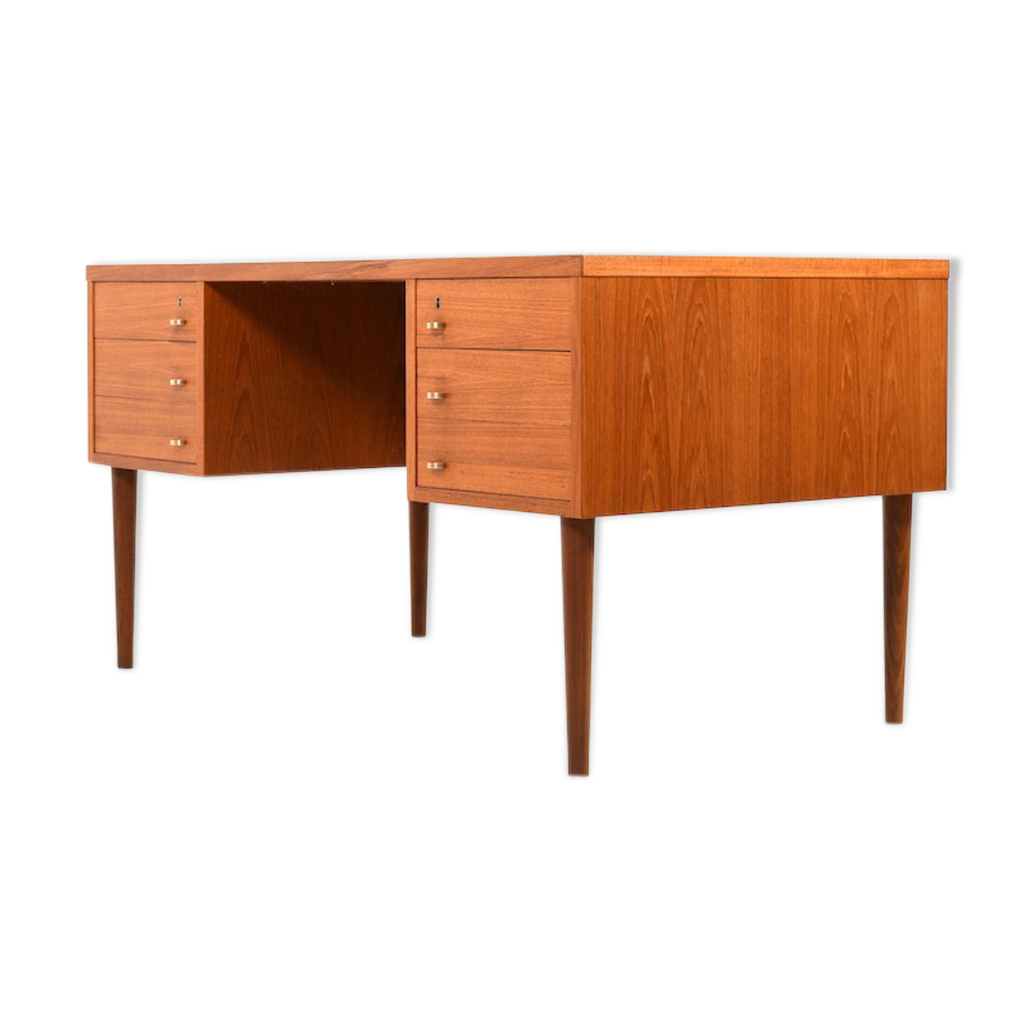 Mid Century Modern Danish Desk with Brass Handles
