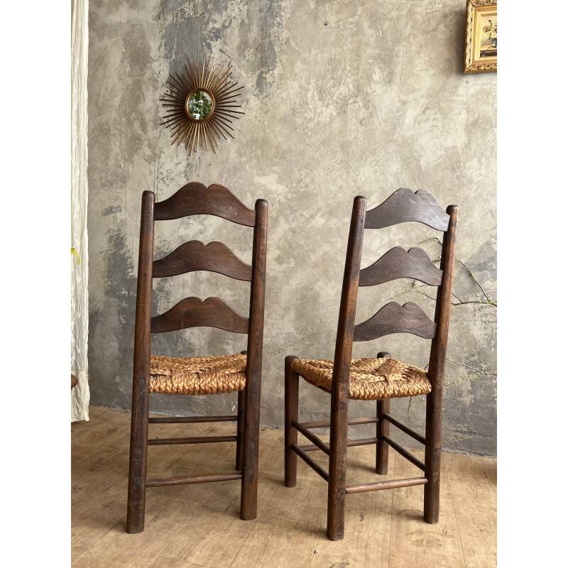 Pair of straw chairs