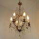 French Bronze and Glass 6 Light Cage Chandelier With Assorted Crystals 5518
