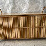 Vintage rattan bench chest
