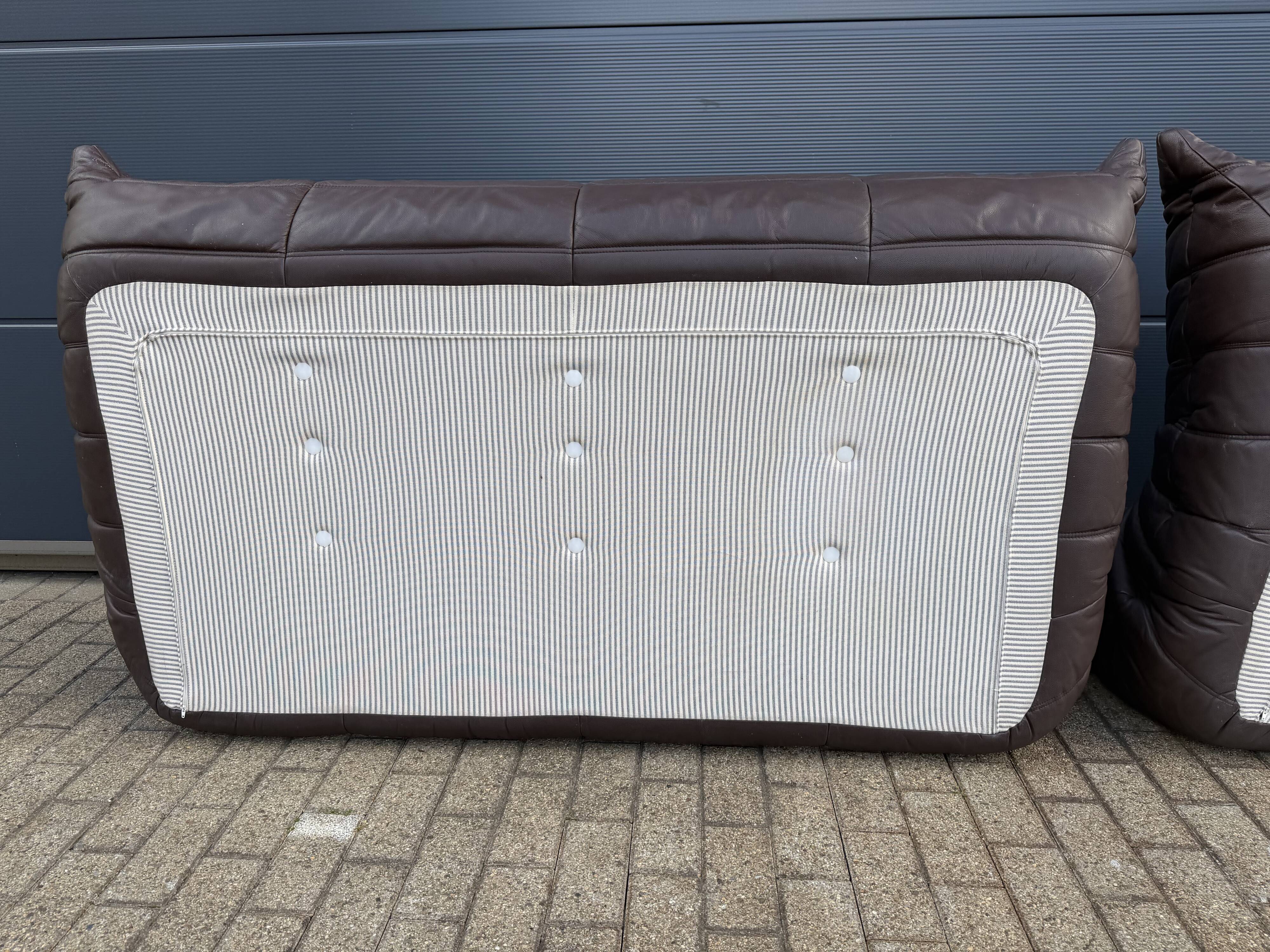 100% authentic Ligne Roset Togo 3-seater in chocolate brown original leather.