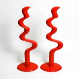 Two large limited abstract metal floor sculptures in red