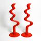 Two large limited abstract metal floor sculptures in red