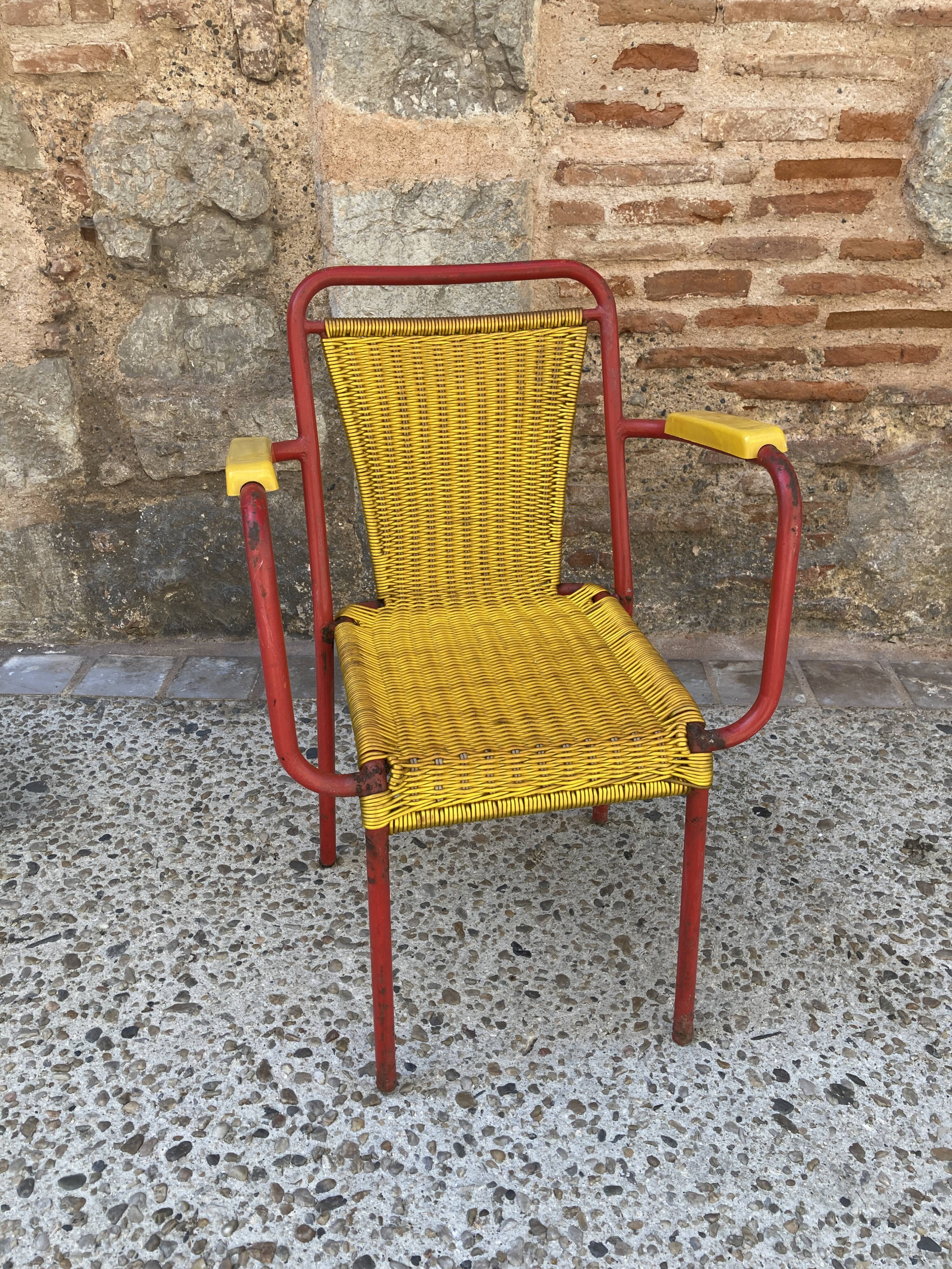 Garden armchair in scoubidou