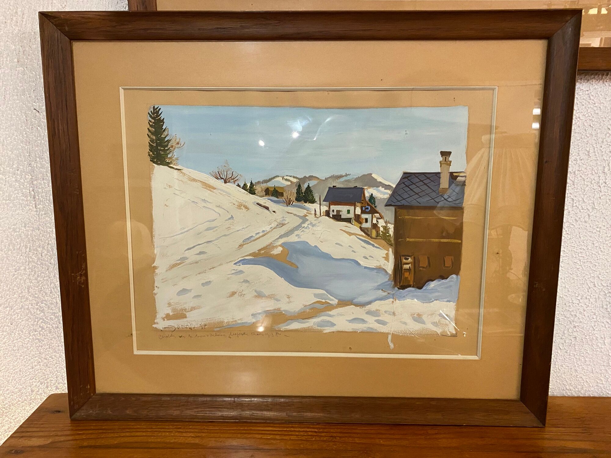 Watercolor by Jean Dorville. View of Megève
