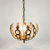 Brass facet cut glass hanging lamp gold plated 3rd quarter 20th