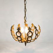 Brass facet cut glass hanging lamp gold plated 3rd quarter 20th