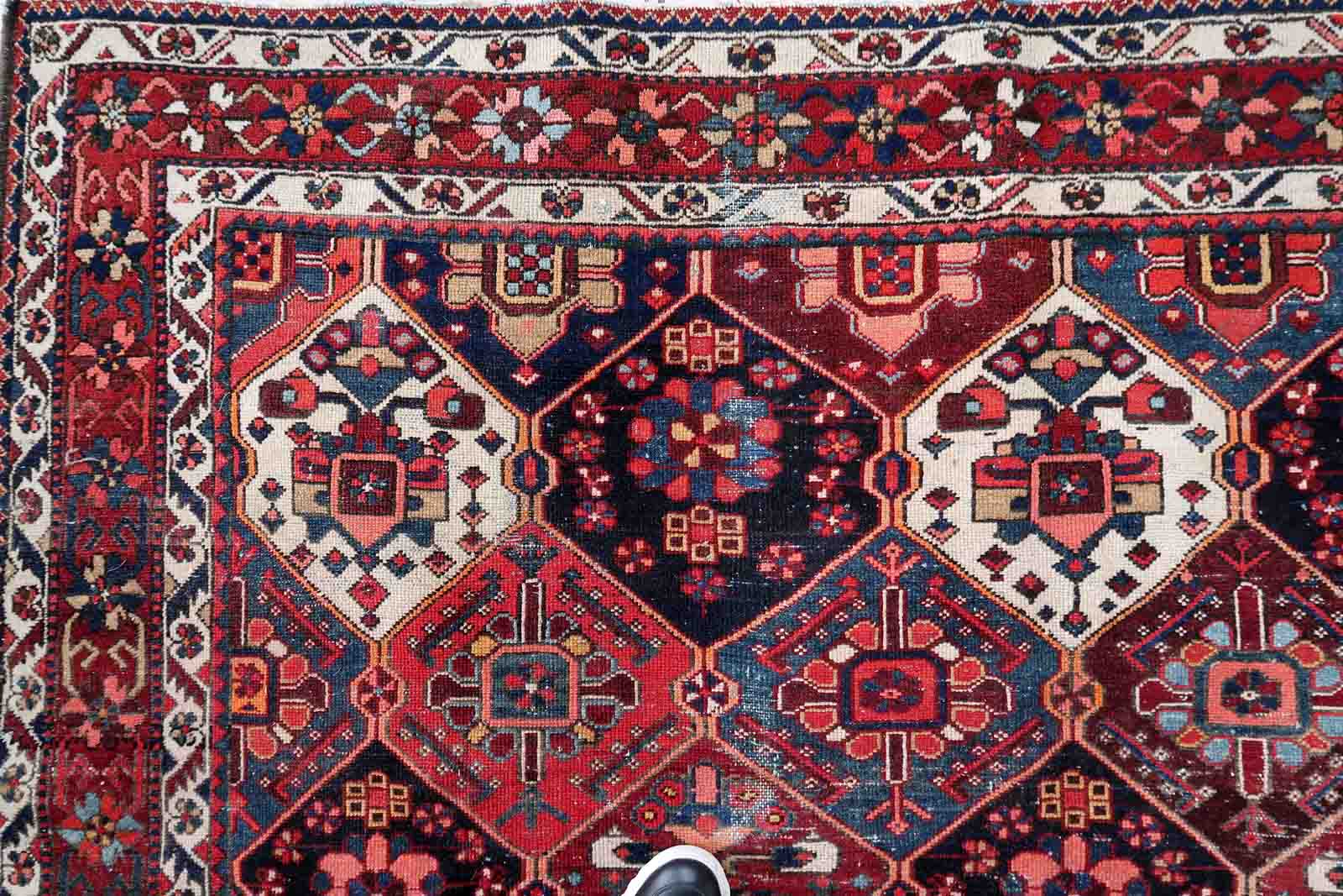 Antique carpet persian bakhtiari handmade 223cm x 301cm 1930s