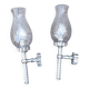 Pair of chrome and bubbled glass wall lights