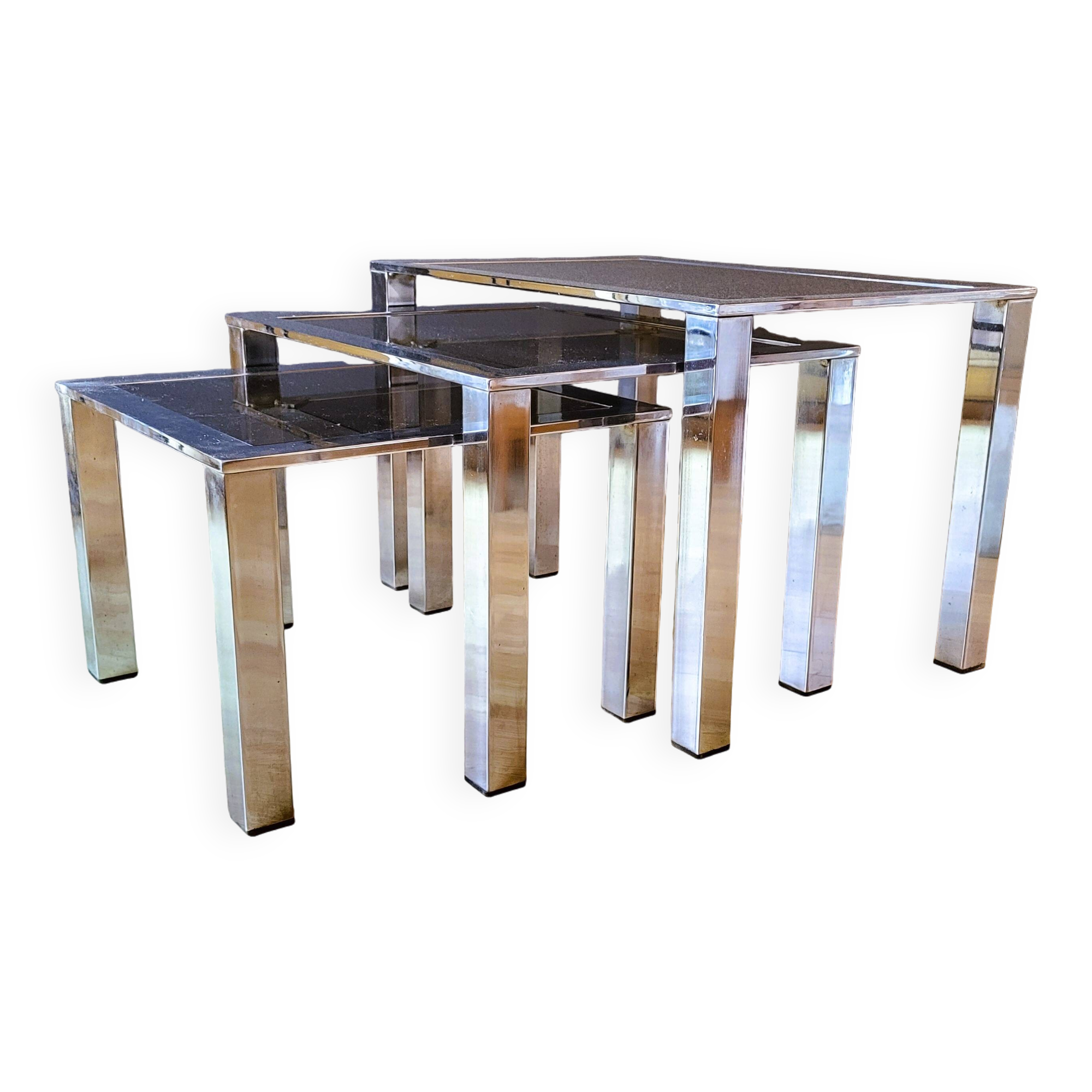 3 Chrome Coffee Tables Design 70s' Italy