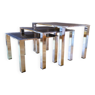 3 Chrome Coffee Tables Design 70s' Italy