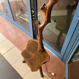 Vintage solid olive wood brutalizer floor lamp