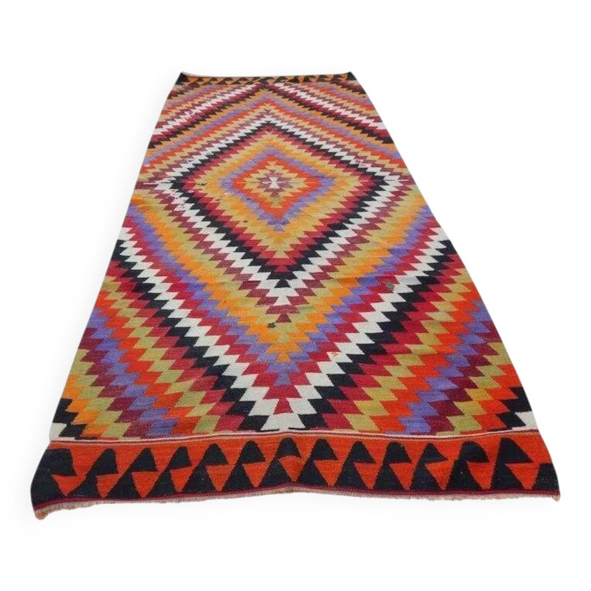 Vintage Turkish hallway rug 126x327 cm