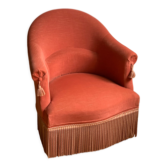 Fauteuil crapaud velours rose