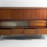 Minimalist backlit highboard in teak, Belgium 1960s