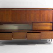 Minimalist backlit highboard in teak, Belgium 1960s