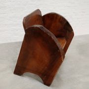 Sculptural anthroposophical wooden armchair, circa 1940s
