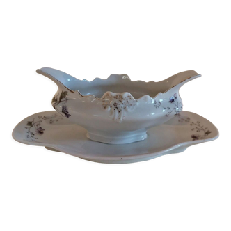 Sauce boat porcelain of Limoges Redon Martial late nineteenth