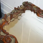 Vintage Black Heavily Carved Wooden Forest Wall Mirror