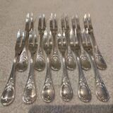 12 silver-plated cake forks with 2 prongs by Christofle Trianon LXVI