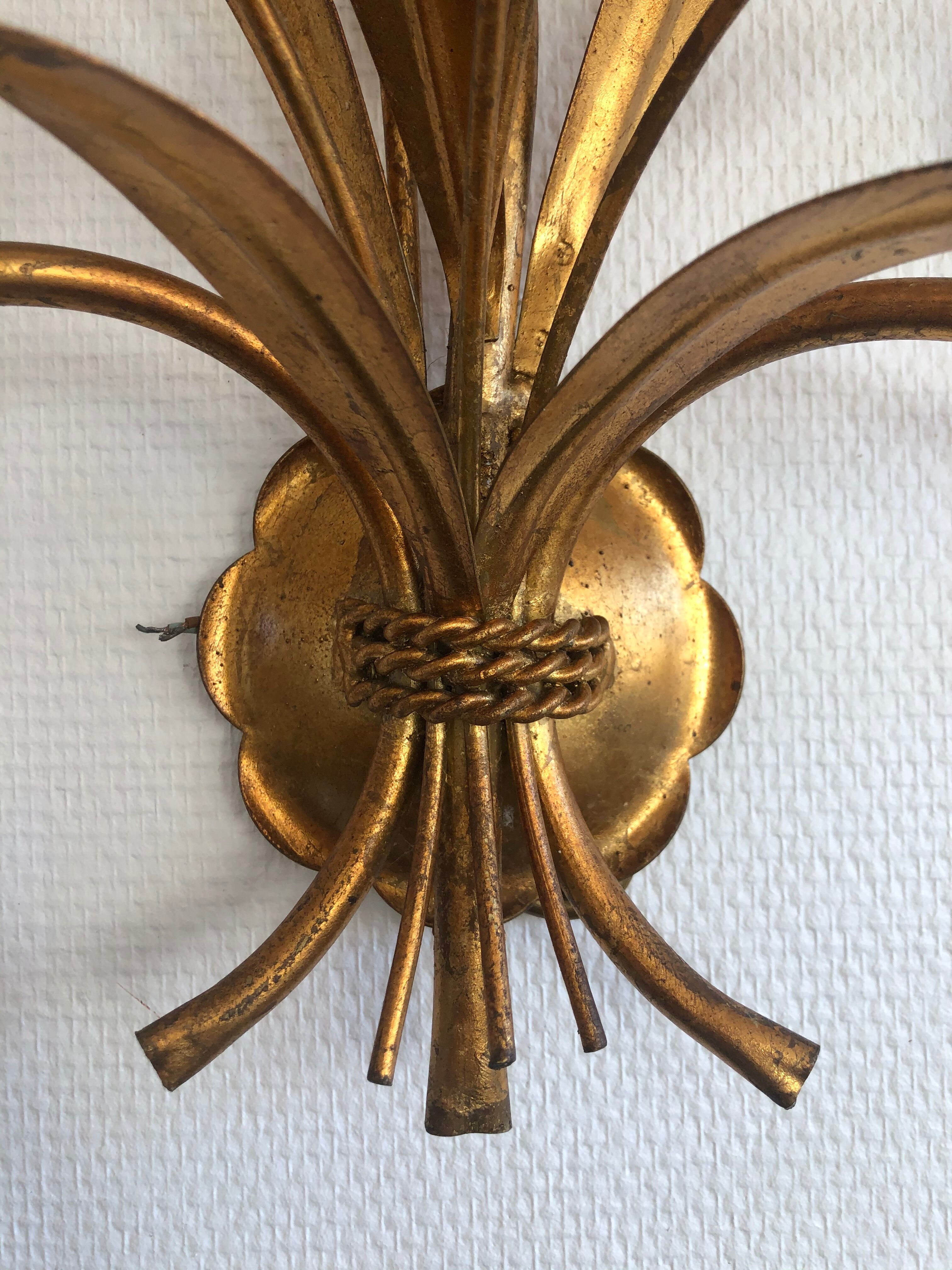 Paire d'appliques épi de blé doré