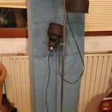Authentique lampadaire des années 70 à 2 abat-jours noirs réglables