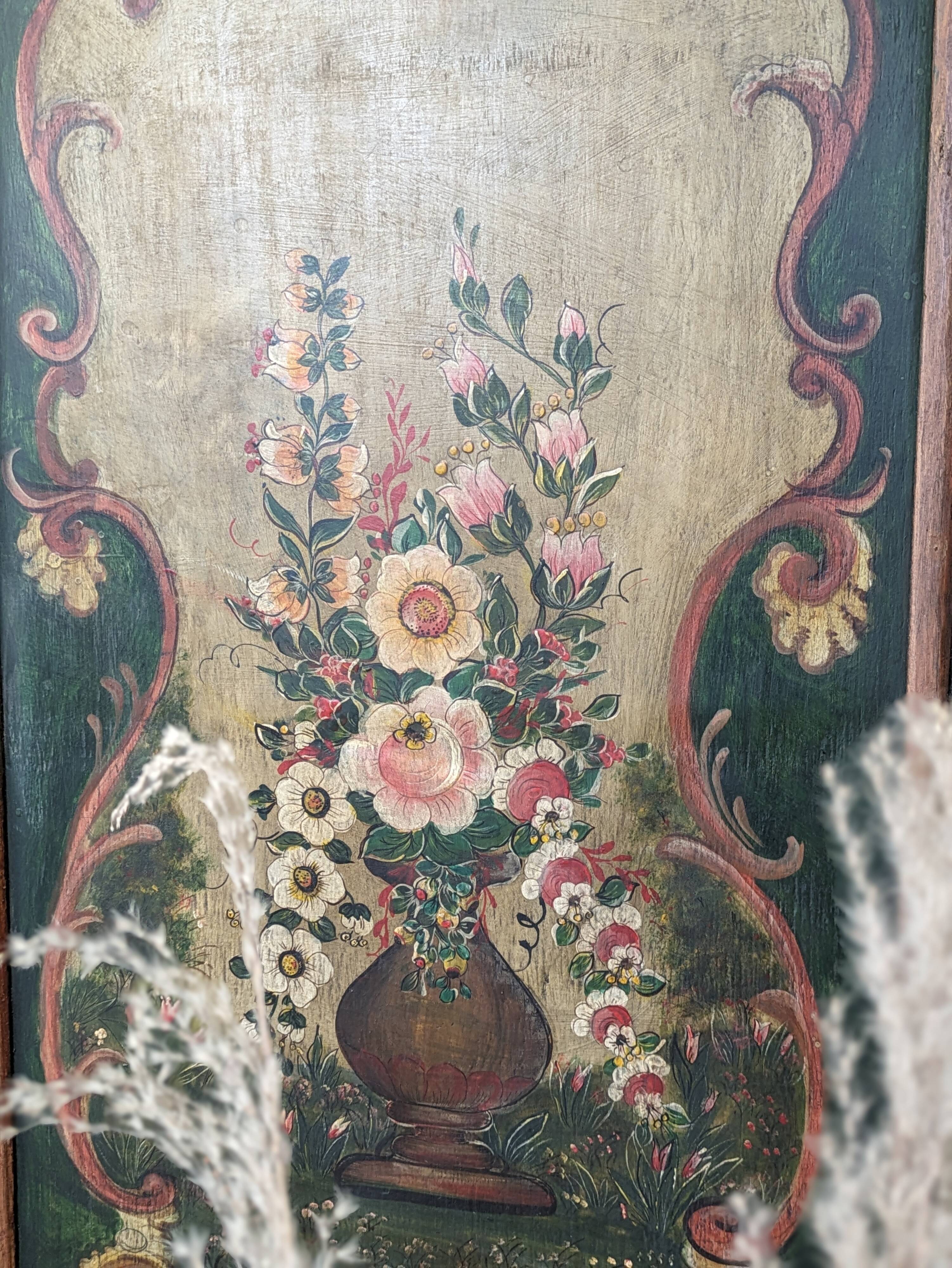3-panel screen in painted wood