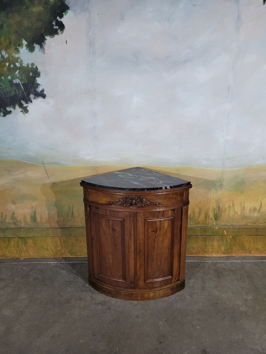 Small corner cabinet with marble, corner sideboard.