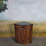 Small corner cabinet with marble, corner sideboard.
