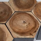 Set of 5 hexagonal stools in two-tone suar forming occasional furniture