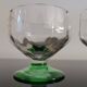 2 faceted champagne glasses with green feet, 1930s
