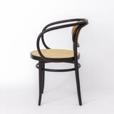 1 of 2 Unique Thonet Armchair, Model 210 R - Black Lacquered Beech with Ren
