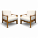 Pair of Danish armchairs from the 80s in bouclé fabric