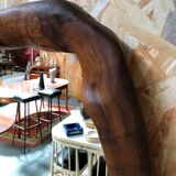 Brutalist olive wood mirror