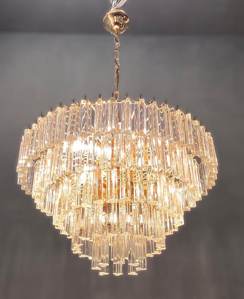 Italian murano glass prism triedri chandelier from venini