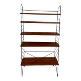 1950s wrought iron and wood bookcase shelf