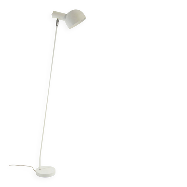 Lampe de sol Hala blanche vintage – design minimaliste néerlandais des années 1960 – abat-jour rotatif et inclinable