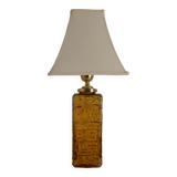 Large Amber Glass Table Lamp by Gustav Leek for Orrefors, 1960s