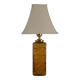 Grande lampe de table en verre ambre par Gustav Leek pour Orrefors, années 1960.