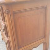Pair of Louis xv style bedside tables in cherry wood, 3 drawers