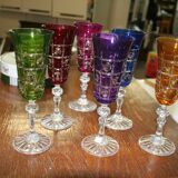 6 colored crystal flutes