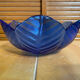Set of 3 Cobalt Blue Moulded Glass Bowls in Flower Petal Shape Vintage