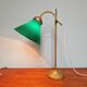 Art Deco desk lamp in brass and conical green opaline, 1920s-30s