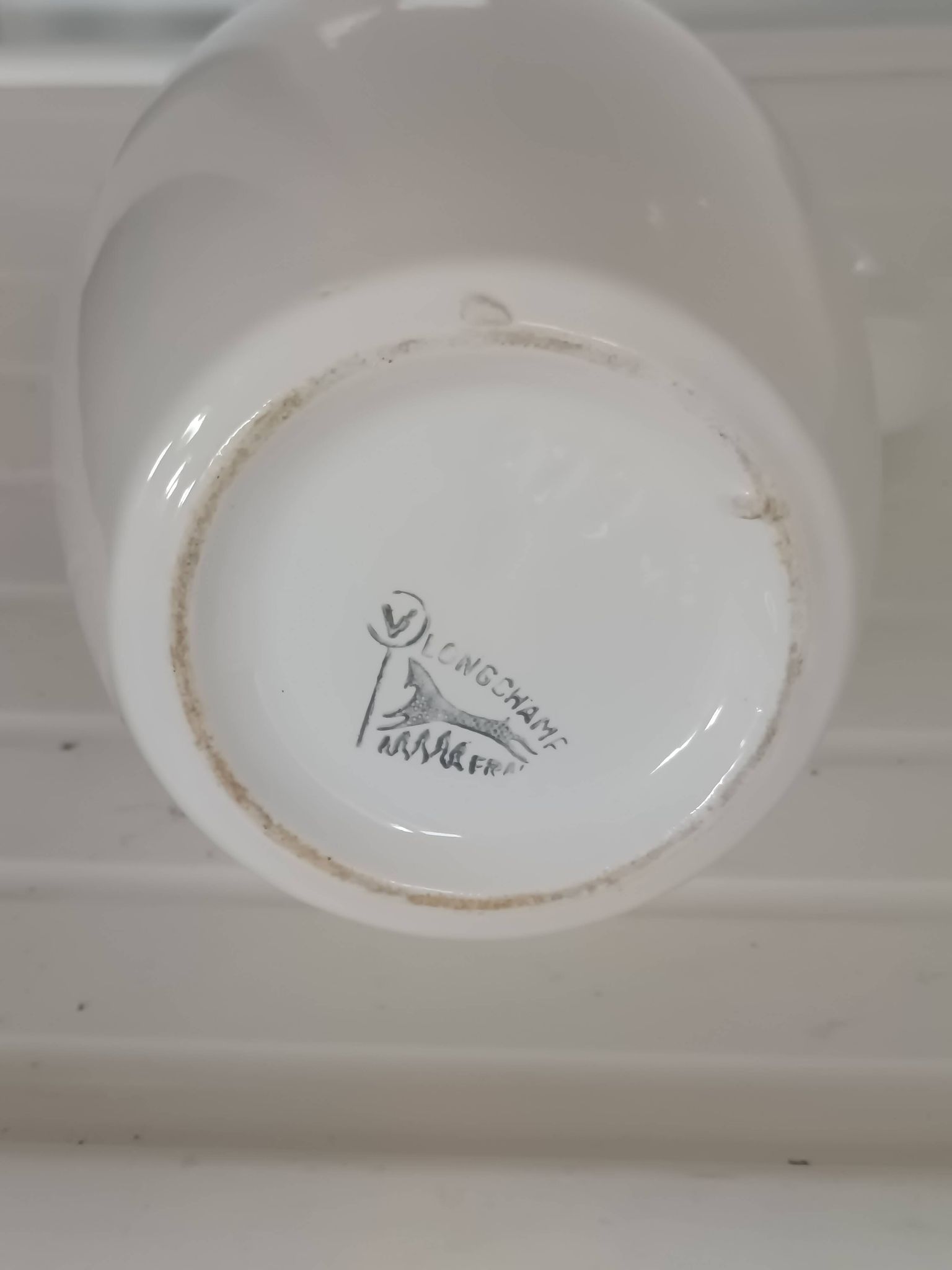 pichet vintage céramique Longchamp décor tomate oeuf dur