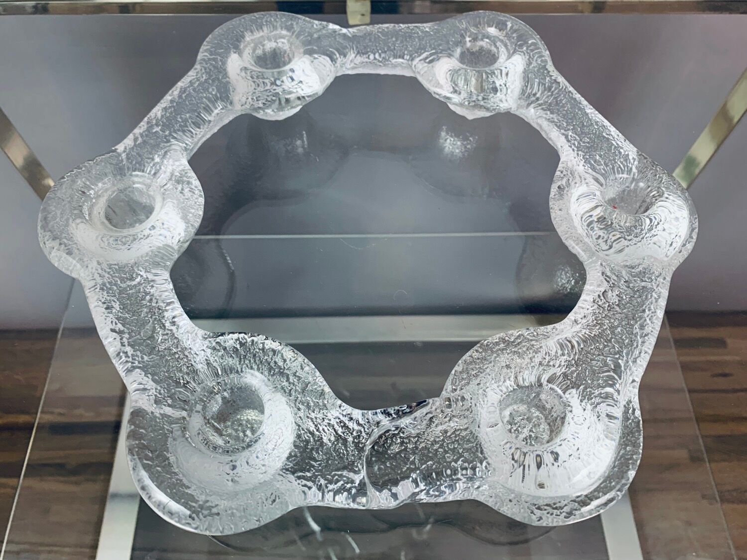 1970s Swedish Pukeberg Glass Candle Holder