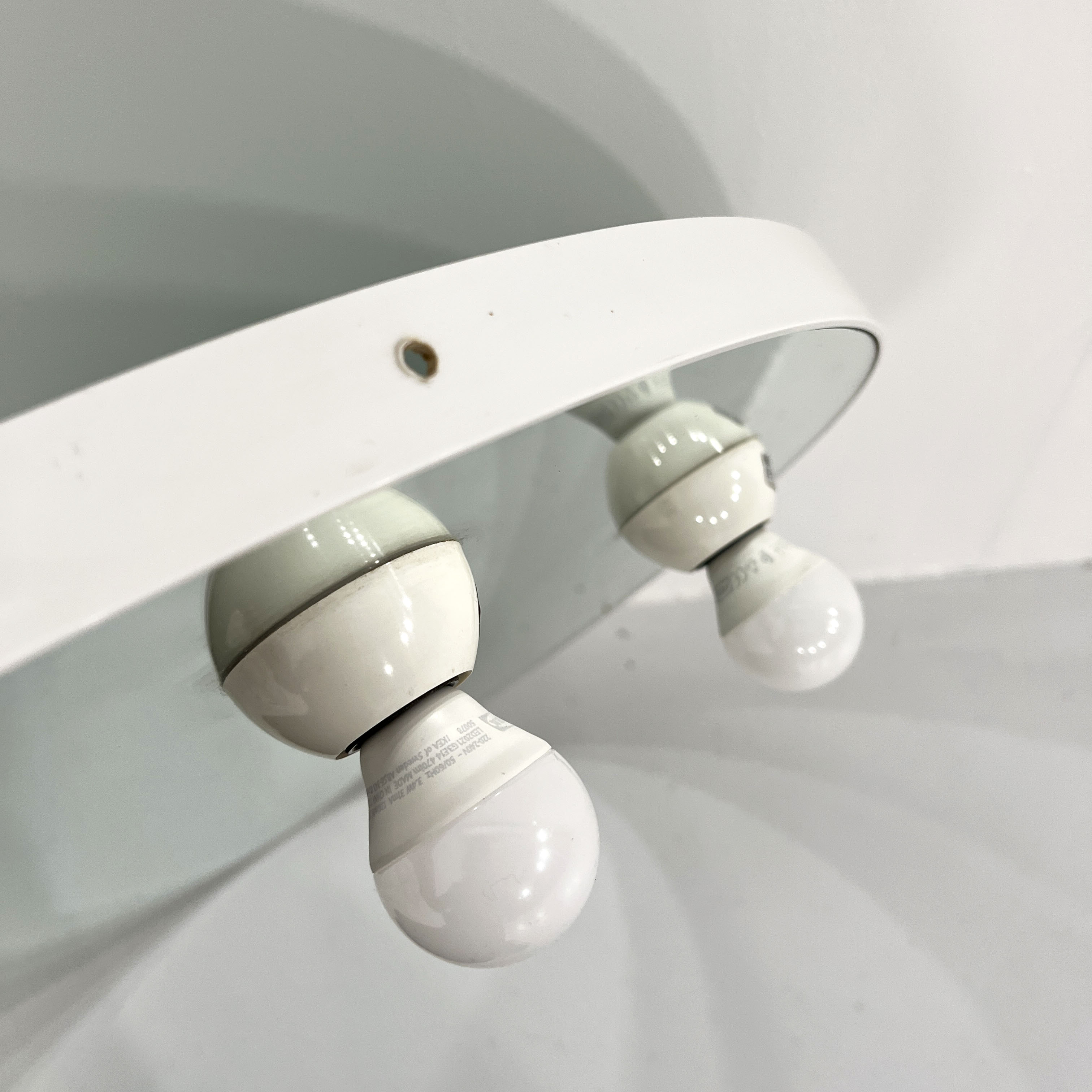 Mirror with integrated round bulbs by Gedy, 1970