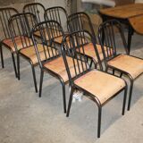 Set of 8 chairs in tubular metal