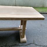 Renovated farmhouse dining table in raw solid wood 200cm 20th century